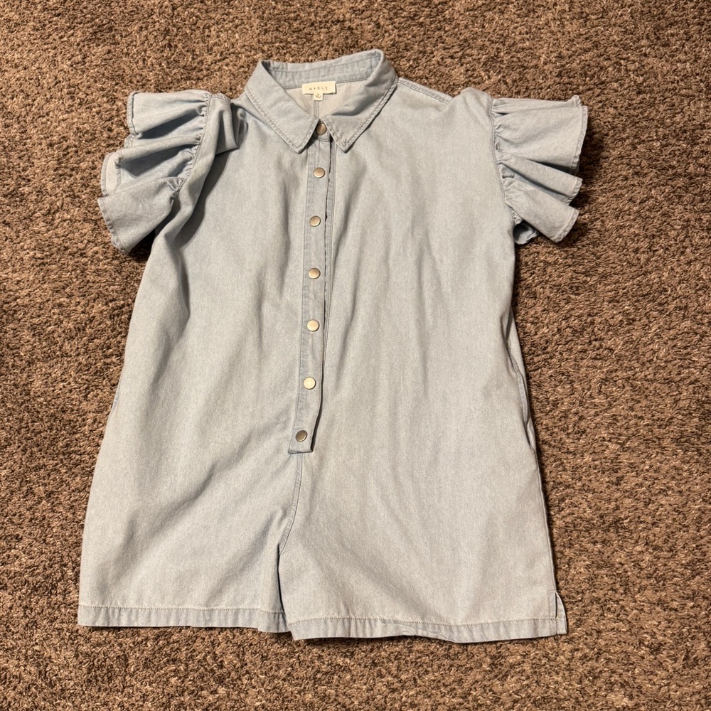 Stylish Blue Ruffled Sleeve Jumpsuit